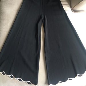NWT Zara wide leg knit pants with scallop trim